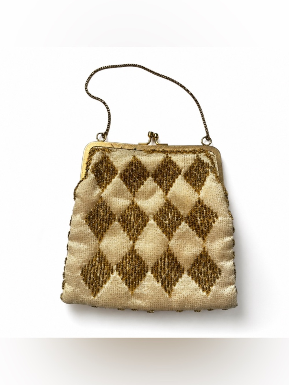 Gold Beaded Evening Crossbody Bag